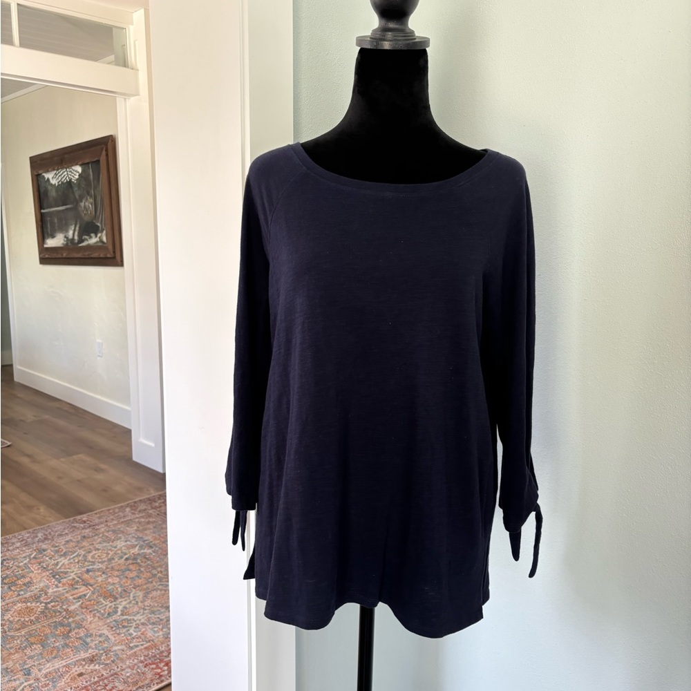 Eileen Fisher small Blue Relaxed Long Tie Sleeve Top - Picture 1 of 7
